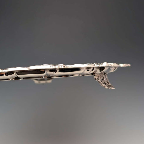 1908年 英国アンティーク 純銀製サルヴァ 直径30cm 624g William Devenport