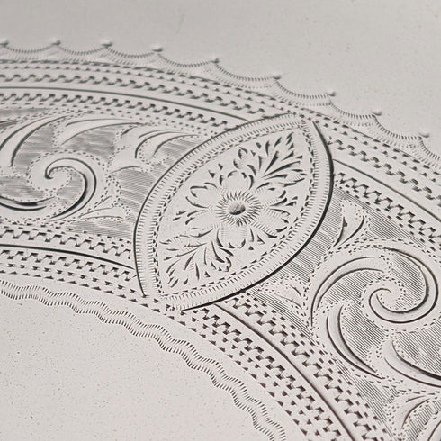 1908 British antique sterling silver salver, diameter 30cm, 624g, William Devenport