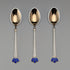 Nordic vintage enamel decorated sterling silver coffee spoons set of 3, total 28g