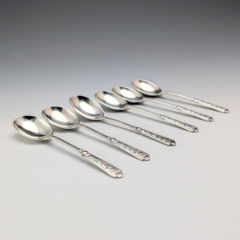 1885 British antique sterling silver tea spoon x 6, total 76g, John Round