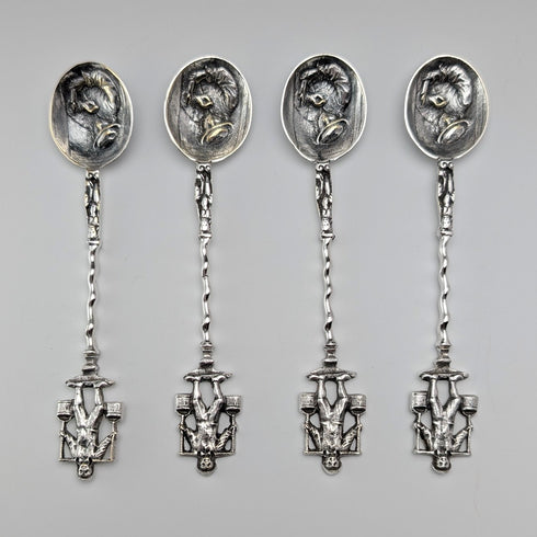 Antique 835 silver tea spoon x 4, total 36g