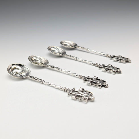 Antique 835 silver tea spoon x 4, total 36g