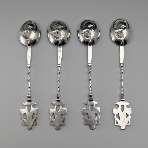 Antique 835 silver tea spoon x 4, total 36g