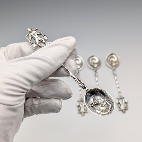 Antique 835 silver tea spoon x 4, total 36g