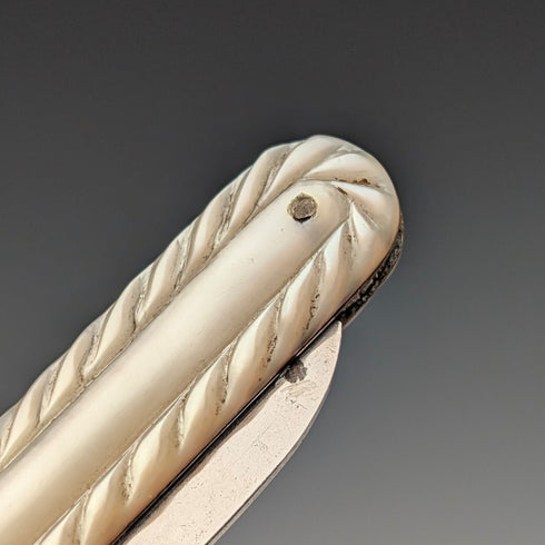 1883年 英国アンティーク 白蝶貝ハンドル 純銀ブレード ペンナイフ William Morton