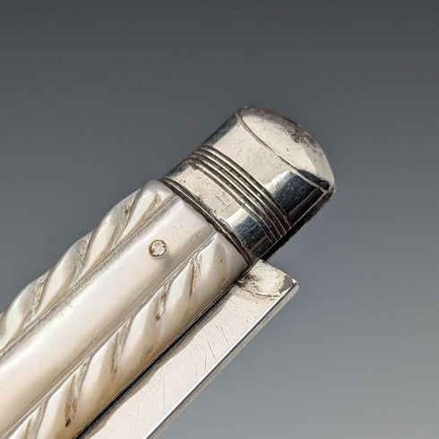 1883 British antique white mother-of-pearl handle, pure silver blade penknife, William Morton