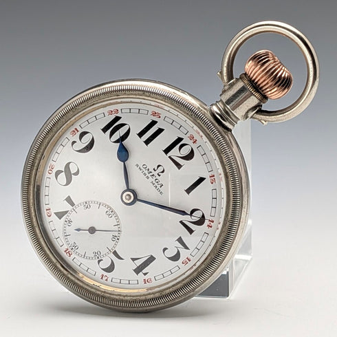 1915年頃 アンティーク オメガ 懐中時計 直径53mm 鉄道時計 合金ケース 動作良好