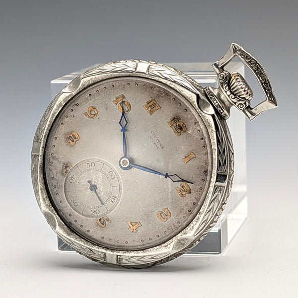 Antique Swiss Civitas Pocket Watch 45mm Decorative Case In Good Working Condition