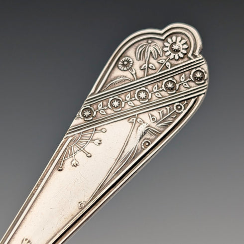 Antique British silver plate dessert cutlery trio by Barker Brothers, in case