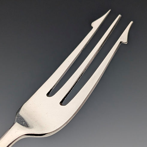 Antique British silver plate dessert cutlery trio by Barker Brothers, in case