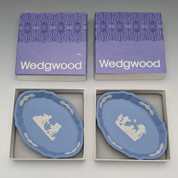 British Vintage Wedgwood Jasperware Pintish Pair, Pale Blue