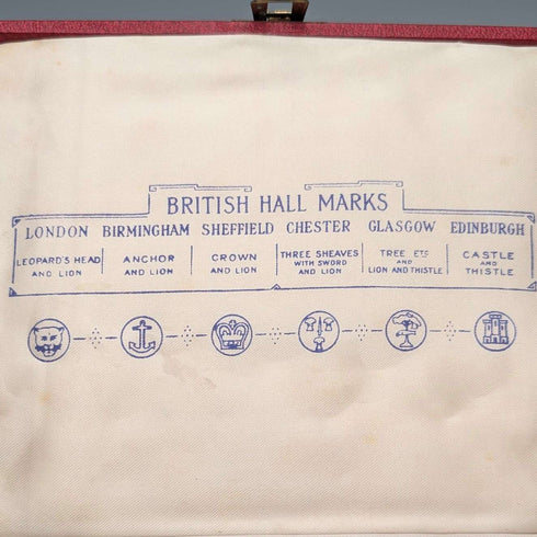 1957年 英国ヴィンテージ マルチホールマーク 純銀製ティースプーンx6 計80g Roberts&Belk ケース入り