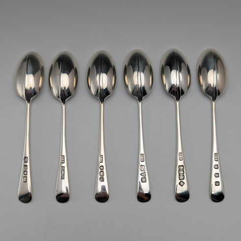 1957 British Vintage Multi-Hallmark Sterling Silver Teaspoons x 6, Total 80g, Roberts & Belk, Case Included