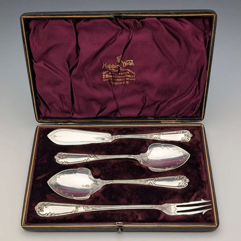 英国アンティーク シルバープレート製 デザートセット Mappin&Webb ケース入