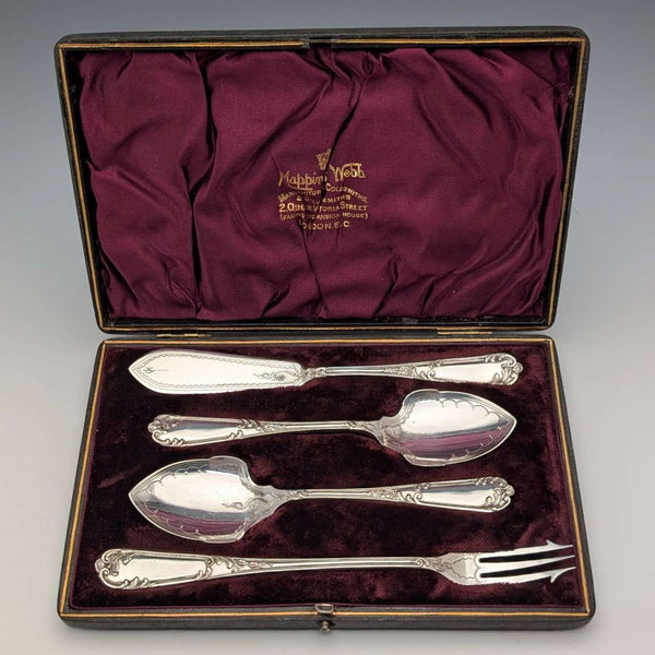 英国アンティーク シルバープレート製 デザートセット Mappin&Webb ケース入