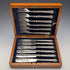 Circa 1906 British antique sterling silver handle cutlery set of 6 by John Biggin in wooden box