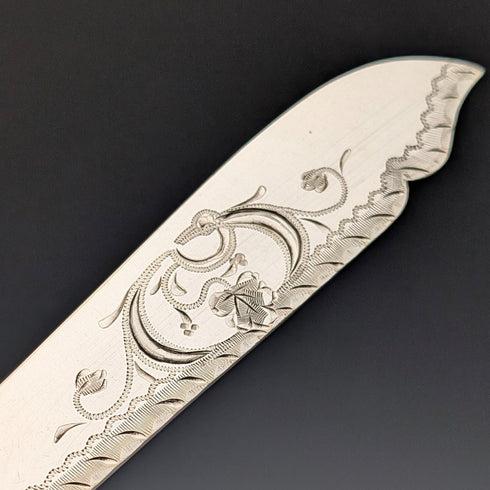 Circa 1906 British antique sterling silver handle cutlery set of 6 by John Biggin in wooden box