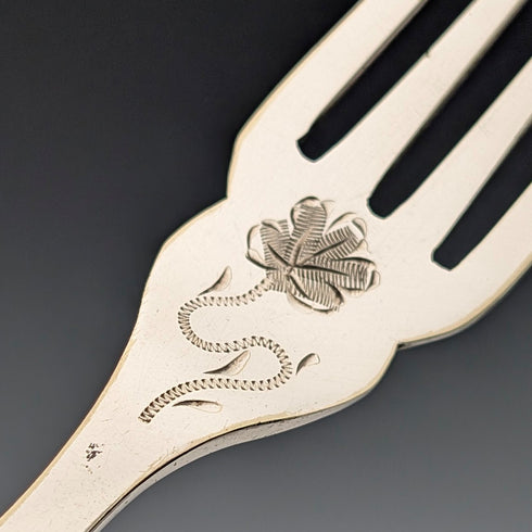 Circa 1906 British antique sterling silver handle cutlery set of 6 by John Biggin in wooden box