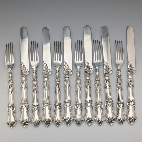 1850年頃 英国アンティーク 純銀ハンドル カトラリー6ペア Charles Needham 木箱入り