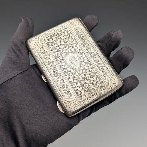 1889年 英国アンティーク 純銀製 両開き型 カードケース 73g Minshull & Latimer