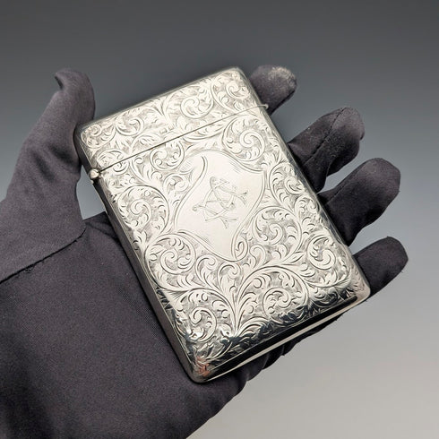 1902年 英国アンティーク 純銀製 カードケース 81g Joseph Rodgers