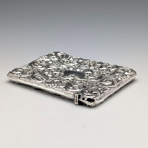 1902年 英国アンティーク 純銀製 浮彫装飾 カードケース 52g Henry Matthews