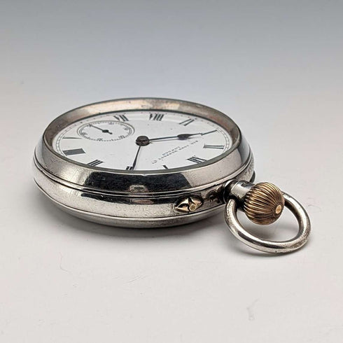 1903 British antique John Bennett pocket watch, silver side open face, in good working order