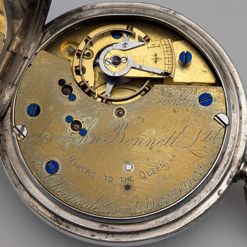 1903年 英国アンティーク ジョン・ベネット 懐中時計 銀側オープンフェース 動作良好