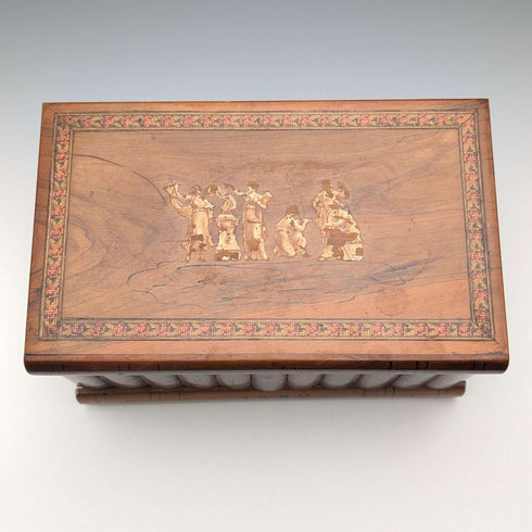 Antique British book-shaped wooden box and set of 3 mauclin items