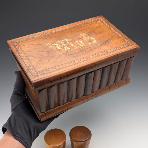 英国アンティーク 本型木製ボックス & モークリンアイテム3個セット