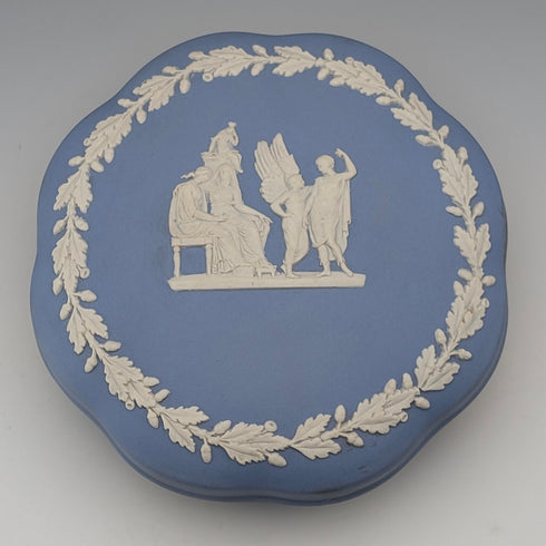 英國復古韋奇伍德碧玉圓盒飾品淡藍色