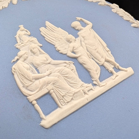 英國復古韋奇伍德碧玉圓盒飾品淡藍色