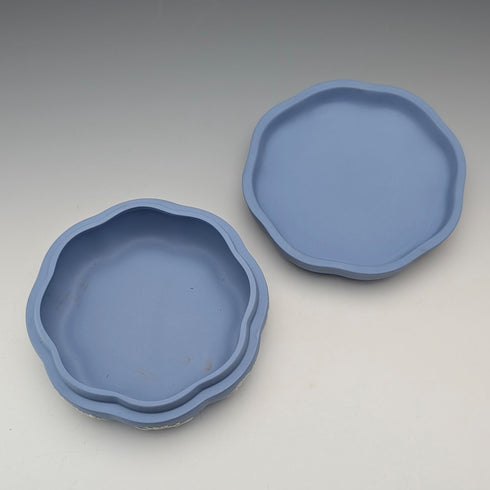 英國復古韋奇伍德碧玉圓盒飾品淡藍色