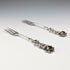 German vintage 835 silver dessert fork pair with rose engraving by August Betz