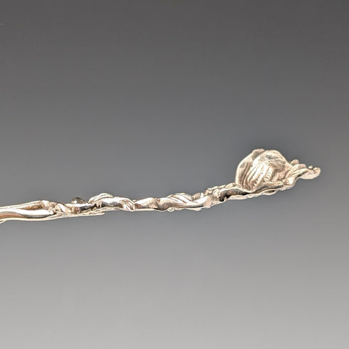 German vintage 835 silver dessert fork pair with rose engraving by August Betz