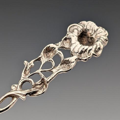 German vintage 835 silver dessert fork pair with rose engraving by August Betz