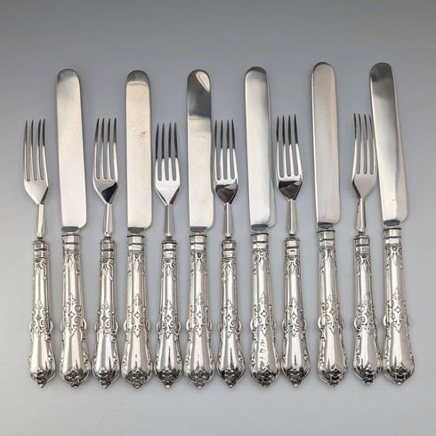 1866年 英国アンティーク 総純銀製 フルーツカトラリー6ペア 計555g Chawner&Co
