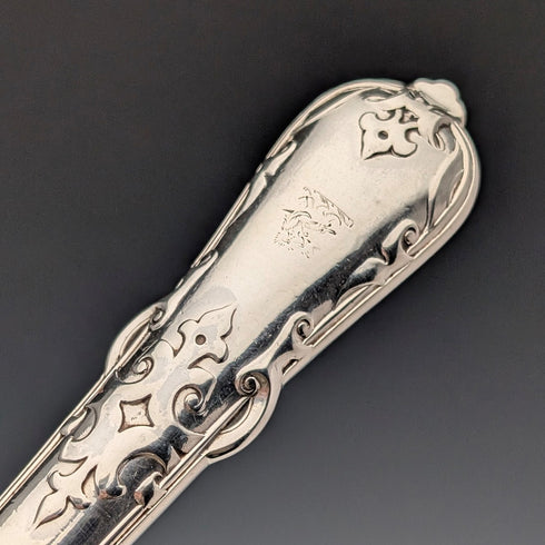 1866 British antique pure silver fruit cutlery, 6 pairs, total 555g, Chawner & Co.