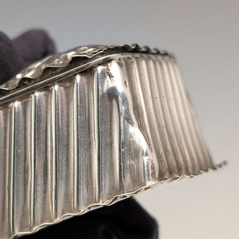 1893 British antique sterling silver fan-shaped box, 14g, Joseph Whitten