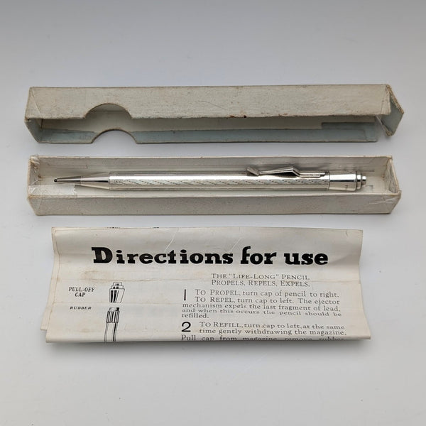 英國復古終身純銀自動鉛筆,附紙盒和說明書