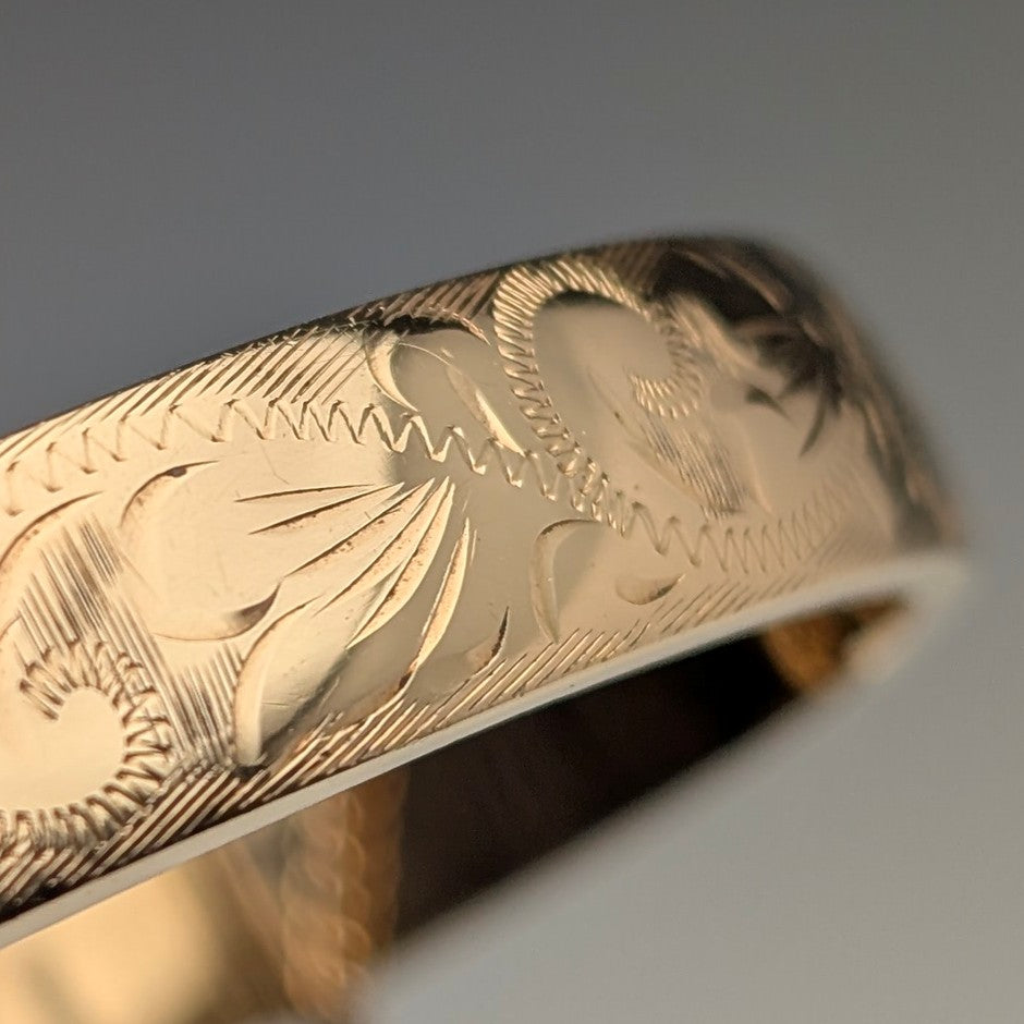 ヴィンテージ 9ctゴールドフィルド製 フローラル彫刻 ブレスレット L&amp;Co ヴィンテージ 9ctゴールドフィルド製 フローラル彫刻