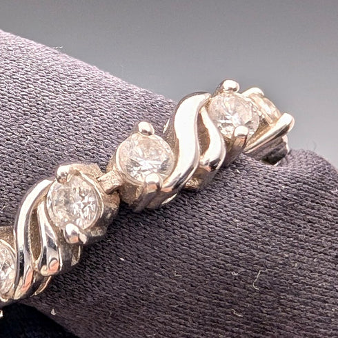 復古純銀和氧化鋯網球風格手鍊