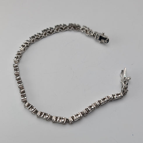 復古純銀和氧化鋯網球風格手鍊