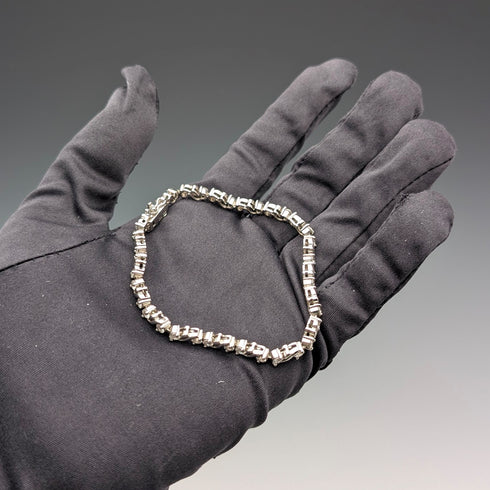 復古純銀和氧化鋯網球風格手鍊