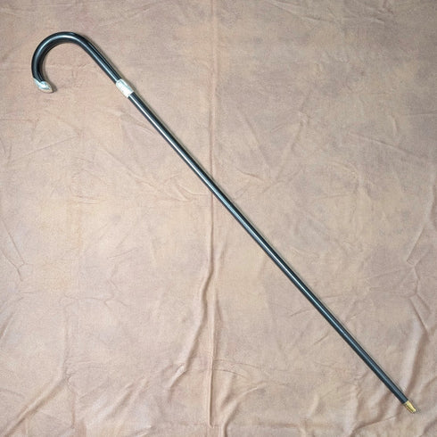 1913年 英国アンティーク 紳士用 曲がりハンドル 純銀装飾 ステッキ 杖 92cm J Howell&Co Ltd