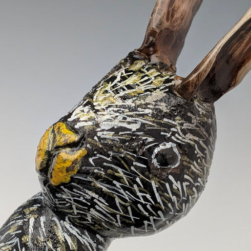 復古棕色軸兔頭手杖手杖 110 厘米