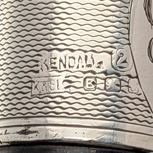 1937年 英国ヴィンテージ 紳士用 曲がりハンドル 純銀装飾 ステッキ 杖 93cm Kendall&Sons