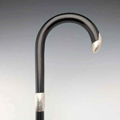 1913年 英国アンティーク 紳士用 曲がりハンドル 純銀装飾 ステッキ 杖 92cm J Howell&Co Ltd