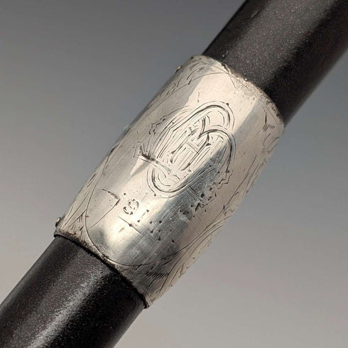 1913 年英國古董男士弧形手柄純銀裝飾手杖 92 公分 J Howell&Co Ltd