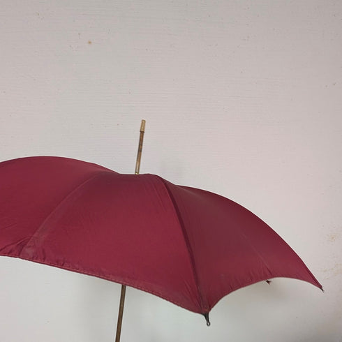 Vintage British ladies umbrella with gold-plated enamel handle, purple, 86cm